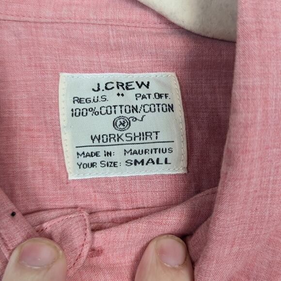 J. Crew Mens Red Long Sleeve Button Front Collar Shirt Size S - Picture 5 of 6